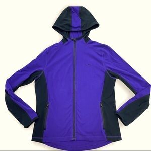 Lauren Ralph Lauren Active Hooded Jacket Zip Up Zipper Pockets Purple & Black Lg